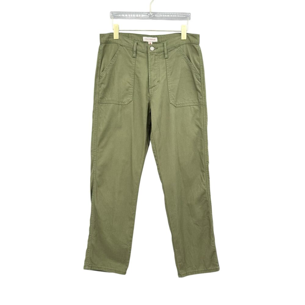 Lucky Brand Green Four Pocket 90s Loose High Rise Straight Baggy Twill Pants